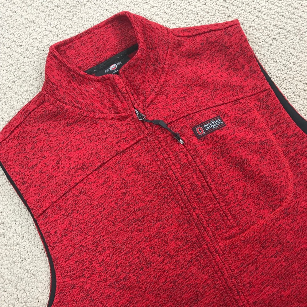 Ohio State University Buckeyes Mens Large Red Full Zip‎ Sweater Fleece Vest NWT